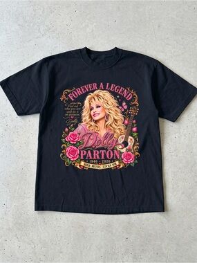 In Memory of Dolly Parton Forever A Legend Floral Black T-Shirt